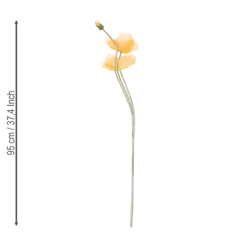 Artículo Flor de amapola artificial para decoración y diseño de bodas, 95 cm, 3 piezas