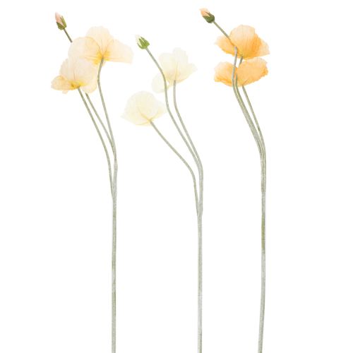 Artículo Flor de amapola artificial para decoración y diseño de bodas, 95 cm, 3 piezas