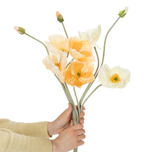 Artículo Flor de amapola artificial para decoración y diseño de bodas, 95 cm, 3 piezas
