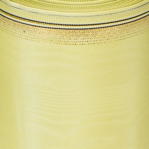 Artículo Cinta de moiré para coronas, 150 mm, 25 m, color verde claro con borde dorado, para floristería y decoración.