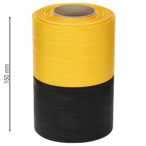 Artículo Cinta de moiré para coronas, 150 mm, amarillo-negro - cinta de luto, faja, decoración, cinta para clubes - rollo de 25 m