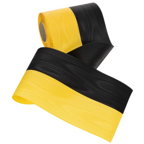 Artículo Cinta de moiré para coronas, 150 mm, amarillo-negro - cinta de luto, faja, decoración, cinta para clubes - rollo de 25 m
