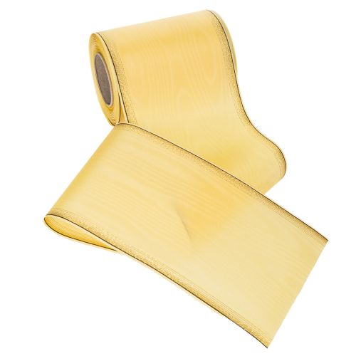 Artículo Cinta de moiré para corona, amarilla con ribete dorado, 125 mm x 25 m - Cinta de luto de alta calidad, cinta decorativa, cinta para lazo.