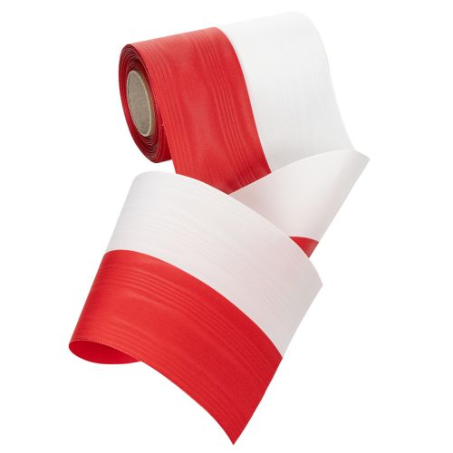 Cinta de corona de muaré, cinta de luto blanco-rojo, cinta decorativa de 150 mm, cinta conmemorativa de luto flor, tafetán de acetato de 25 m | Floristik24.es