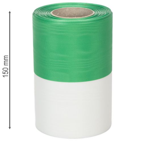Artículo Cinta decorativa de moiré verde-blanco de 150 mm, cinta para lazo, tafetán de calidad de 25 m.