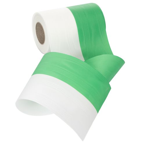 Artículo Cinta decorativa de moiré verde-blanco de 150 mm, cinta para lazo, tafetán de calidad de 25 m.