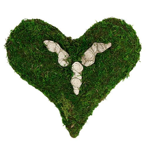 Floristik24 Corazón musgo con relieve rosa 30cm
