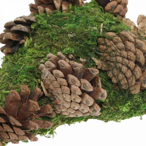 Floristik24 Decoración de tumba corazón musgo con conos para arreglo funerario 20 × 13cm