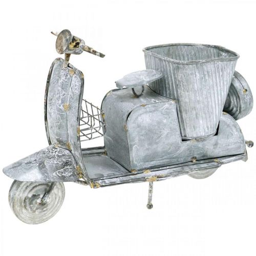 Floristik24 Maceta scooter metal vintage blanco lavado 35×12×23cm