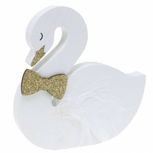 Artículo Cisnes decorativos boda madera oro blanco 12x13cm 2 piezas