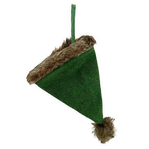 Floristik24 Gorra con borde de pelo para colgar Verde 28cm