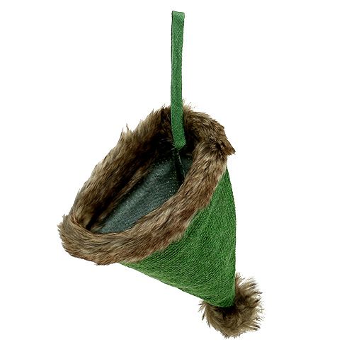 Floristik24 Gorra con borde de pelo para colgar Verde 28cm