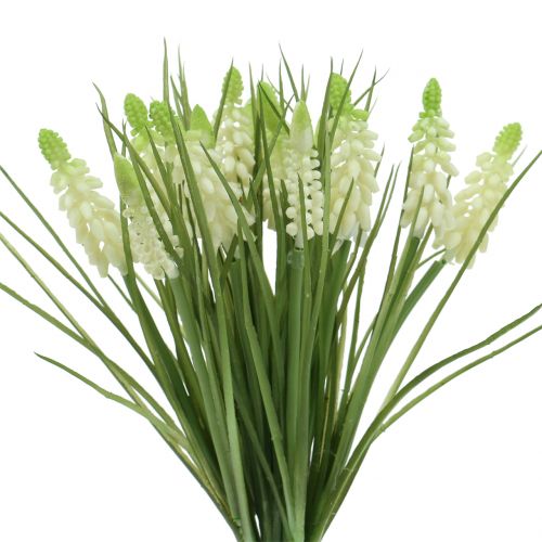 Floristik24 Racimo de jacintos de uva blanco 30cm 15p