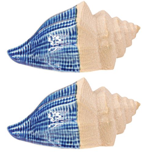 Artículo Caracol de mar Cerámica Azul y beige 16,5×11×9,5cm 2pzs