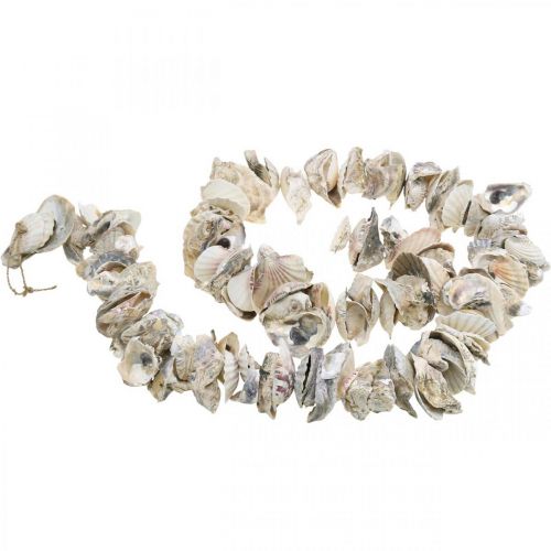 Artículo Guirnalda de conchas, decoración marítima, verano, collar de conchas colores naturales L130cm