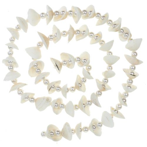 Guirnalda de concha con perlas blanco 100cm