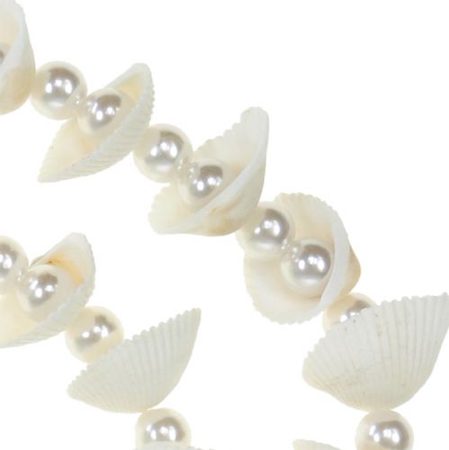 Guirnalda de concha con perlas blanco 100cm