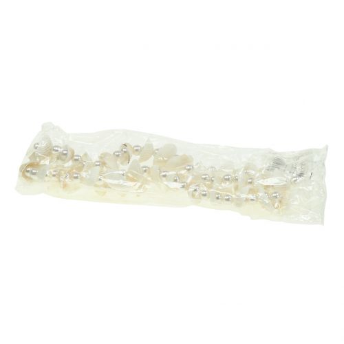 Floristik24 Guirnalda de concha con perlas blanco 100cm