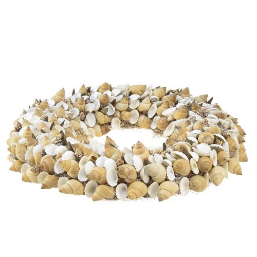 Artículo Corona de conchas conchas caracoles de mar blanco natural Ø35cm