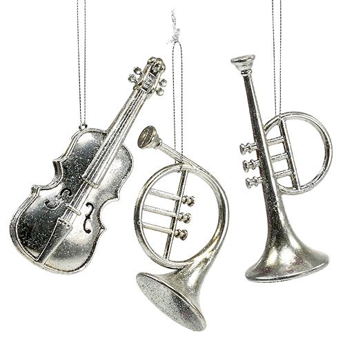 Floristik24 Tipo de instrumentos musicales. 12cm - 14.5cm plata 3 piezas