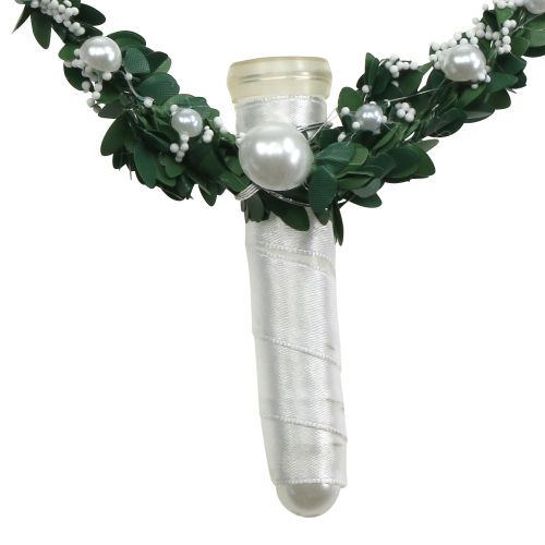 Artículo Corazón de mirto con cinta, perlas, tubos blanco 4 piezas