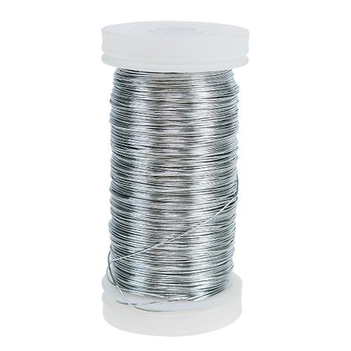 Floristik24 Alambre de mirto plateado galvanizado 0.37mm 100g