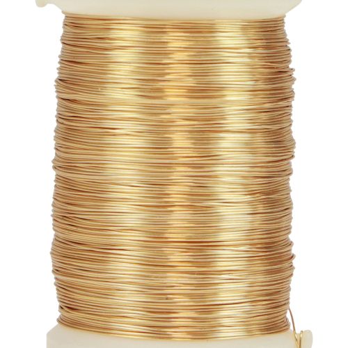 Artículo Alambre de floristería alambre de mirto alambre decorativo oro 0,30 mm 100 g 3 piezas