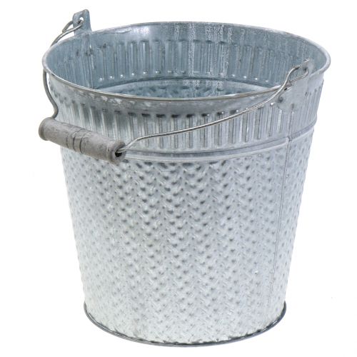Cubo de zinc trenzado patrón gris lavado Ø20cm H19cm