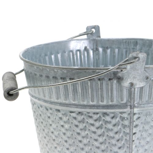 Floristik24 Cubo de zinc trenzado patrón gris lavado Ø20cm H19cm