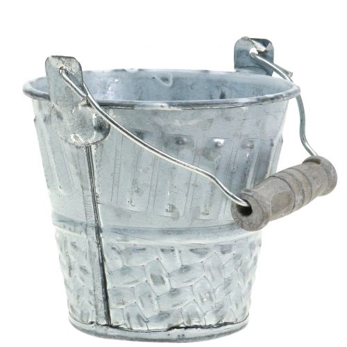 Floristik24 Cubo de zinc con patrón trenzado gris Ø7cm H8cm 8pcs