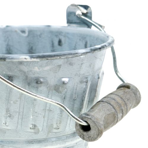 Floristik24 Cubo de zinc con patrón trenzado gris Ø7cm H8cm 8pcs