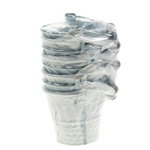 Floristik24 Cubo de zinc con patrón trenzado gris Ø7cm H8cm 8pcs