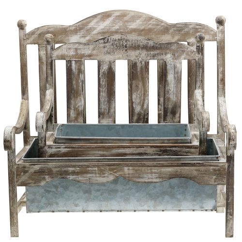 Floristik24 Banco de madera para plantar natural, zinc H40cm, juego de 2