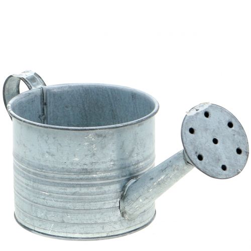 Floristik24 Jardinera regadera galvanizada gris, blanco lavado Al10cm