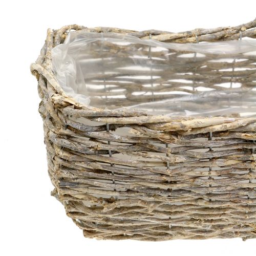 Floristik24 Cesta para plantas rectangular blanco natural lavado L33cm, juego de 3