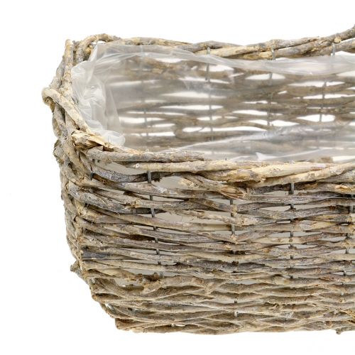 Artículo Cesta para plantas rectangular blanco natural lavado L33cm, juego de 3