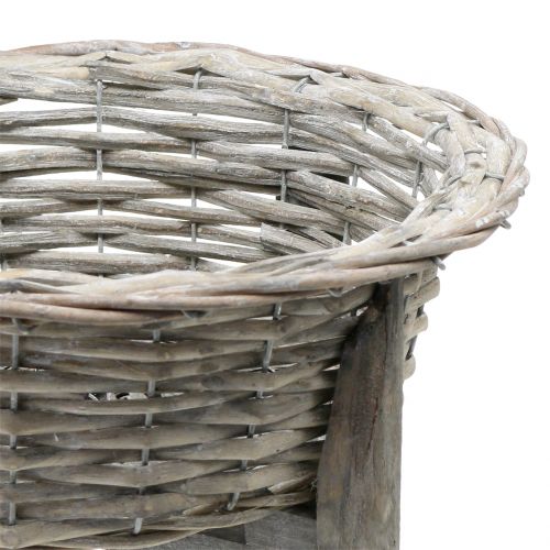 Floristik24 Cuenco de mimbre con soporte de madera gris, blanco lavado Ø40cm
