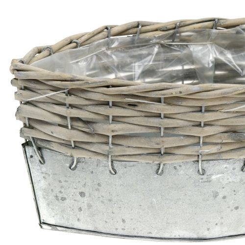 Floristik24 Barco de zinc con mimbre 30.5 x 10.5cm H12cm