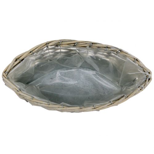 Floristik24 Barco de zinc con mimbre 30.5 x 10.5cm H12cm