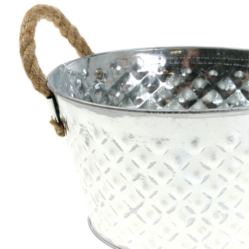 Artículo Cuenco decorativo de zinc de metal con asa de cuerda Ø22cm H12cm