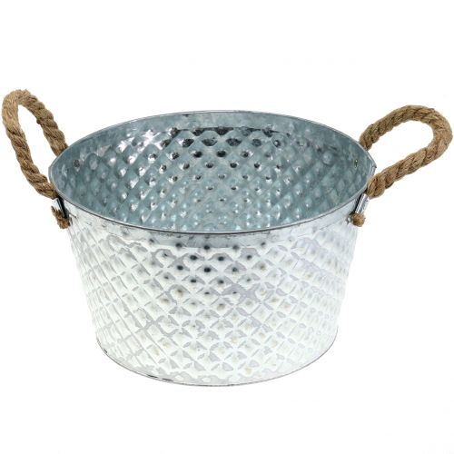 Artículo Bol de zinc redondo con asas de cuerda Ø28cm H16cm