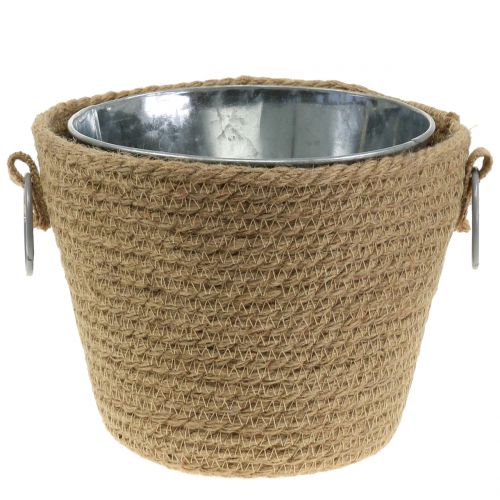 Floristik24 Maceta de zinc con macetero de yute Ø18cm H15cm
