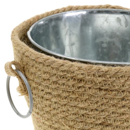 Floristik24 Maceta de zinc con macetero de yute Ø18cm H15cm