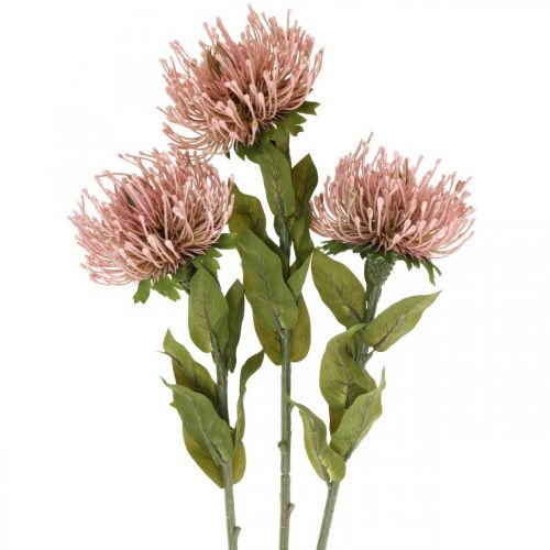 Alfiletero flor de otoño artificial Protea Rosa Leucospermum 73cm 3uds