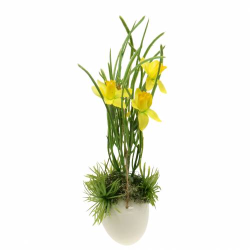 Floristik24 Narciso en cáscara de huevo para colgar Artificial amarillo 25cm