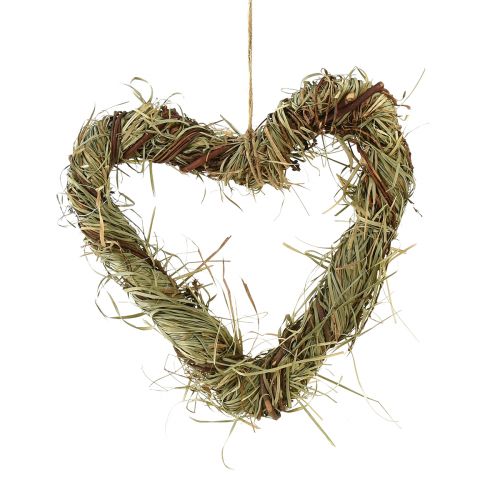 Artículo Corona natural para colgar corona de vid corazón de heno 25x25cm 3ud