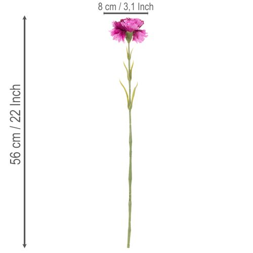 Clavel artificial, bicolor, tallo largo de 56 cm, ramo de 8 unidades. | Floristik24.es