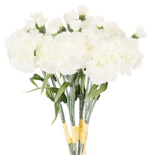 Ramo de claveles artificiales, flores artificiales blancas, decoración, 4 ramos