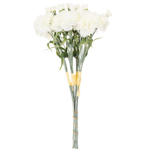 Ramo de claveles artificiales, flores artificiales blancas, decoración, 4 ramos | Floristik24.es
