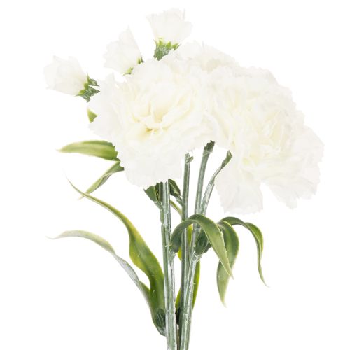 Ramo de claveles artificiales, flores artificiales blancas, decoración, 4 ramos | Floristik24.es